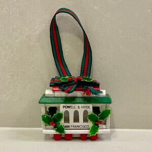 Vintage Powell & Hyde San Francisco Trolley Cable Car Wood Christmas Ornament